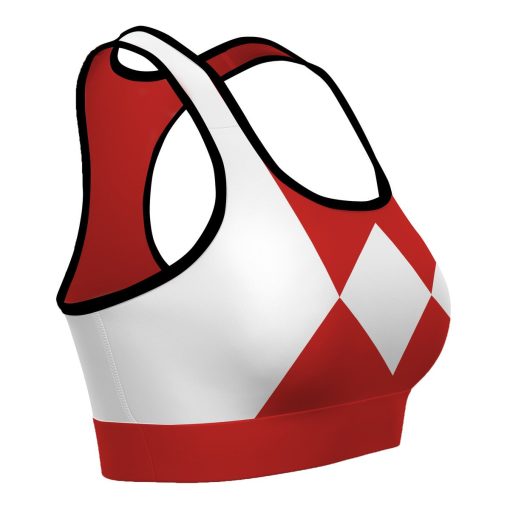 Gearhumans 3D Mighty Morphin Red Power Ranger Custom Sport Bra - Image 3