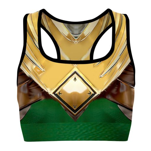Gearhumans 3D Mighty Morphin Green Power Ranger Custom Sport Bra