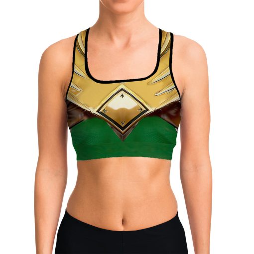 Gearhumans 3D Mighty Morphin Green Power Ranger Custom Sport Bra - Image 5