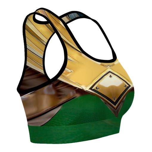 Gearhumans 3D Mighty Morphin Green Power Ranger Custom Sport Bra - Image 3