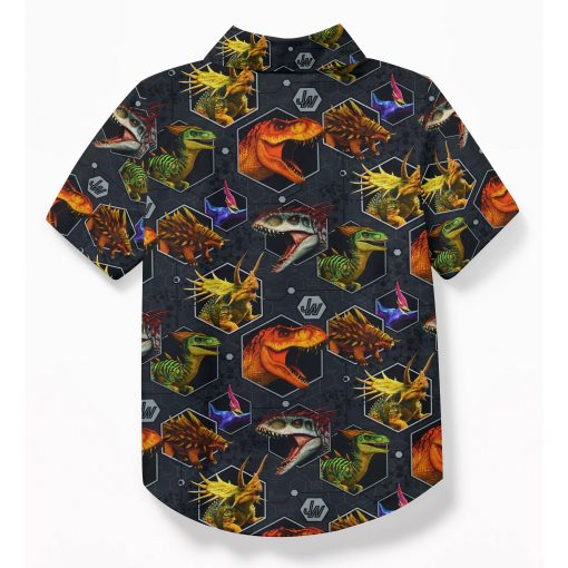 Gearhumans 3D J.P Dinosaur Heads Custom Kid Hawaiian Shirt