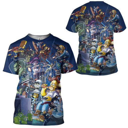 Gearhumans 3D The Simpsons Futurama Infinitely Secret Crossover Crisis Custom Tshirt Hoodie Apparel - Image 8