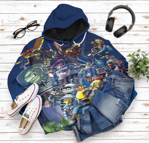 Gearhumans 3D The Simpsons Futurama Infinitely Secret Crossover Crisis Custom Tshirt Hoodie Apparel - Image 11