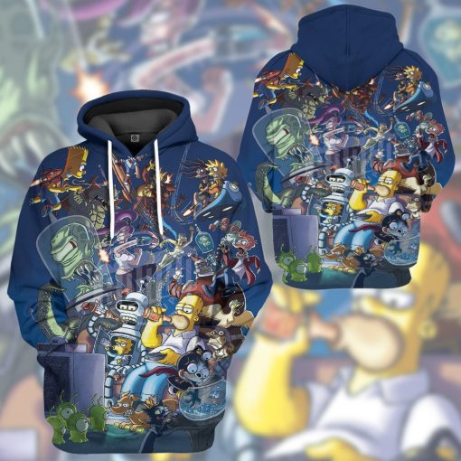 Gearhumans 3D The Simpsons Futurama Infinitely Secret Crossover Crisis Custom Tshirt Hoodie Apparel - Image 10