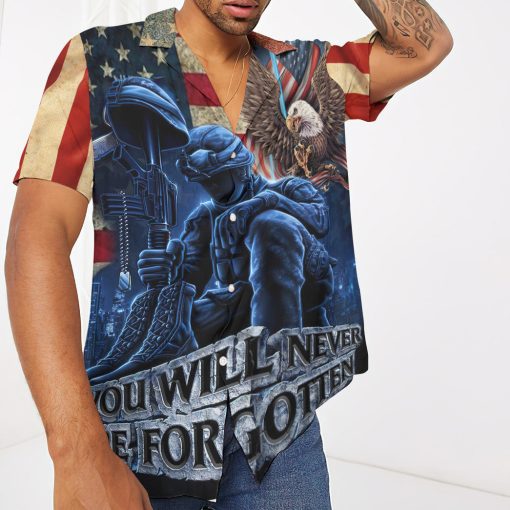 Gearhumans 3D Memorial Day You Will Never Be Forgotten Veteran Custom Hawaiian Shirt - Image 3