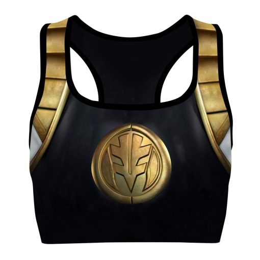 Gearhumans 3D Mighty Morphin White Power Ranger Custom Sport Bra
