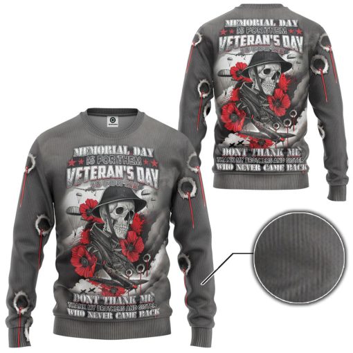 Gearhumans 3D Skull Memorable Day Custom Tshirt Hoodie Apparel - Image 6