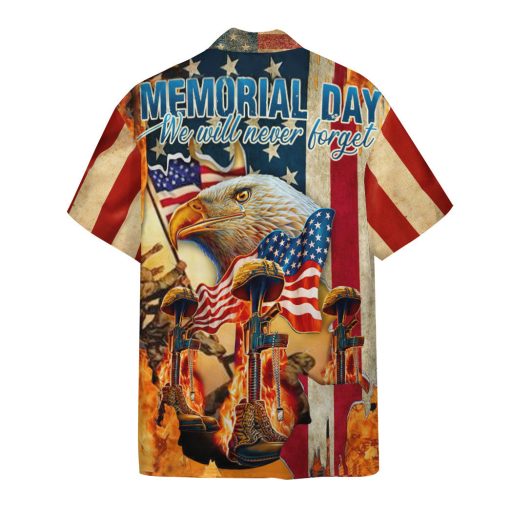 Gearhumans 3D Memorial Day We Will Never Forget Veteran Custom Hawaiian Shirt - Image 2