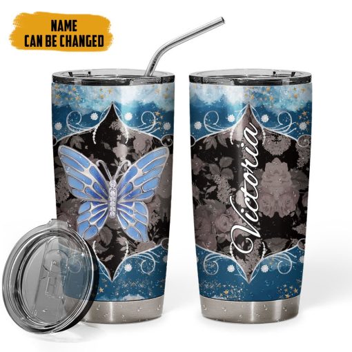 Gearhumans 3D Butterfly Jewelry Custom Name Tumbler - Image 4