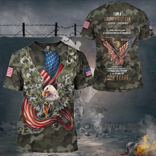 Gearhumans 3D Memorial Day I Am A Grumpy Veteran I Served I Sacrificed Custom Tshirt Hoodie Apparel