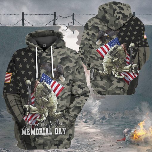 Gearhumans 3D Honor The Fallen Memorial Day Custom Tshirt Hoodie Apparel - Image 9