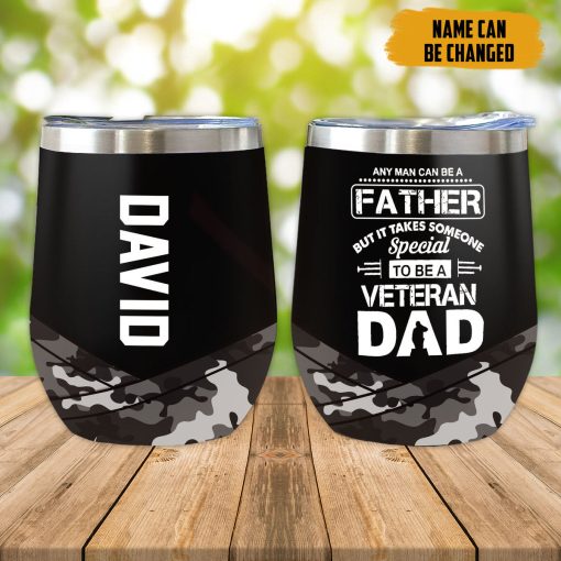 Gearhumans 3D Veteran Dad Fathers Day Custom Name Tumbler