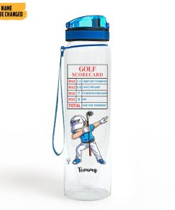 Gearhumans 3D Father's Day Gift Golf Scorecard Custom Name Water Bottle