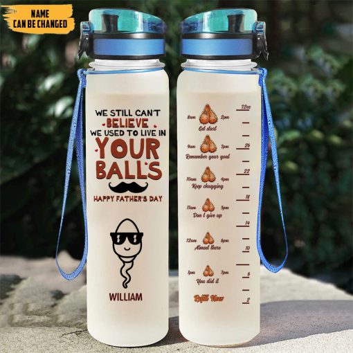 Gearhumans 3D Father's Day We Used To Live In Your Balls Custom Name Water Bottle - Image 3