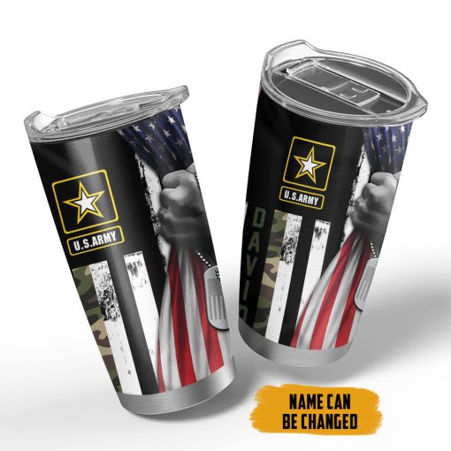 Gearhumans 3D U.S.Army Dad Veteran Fathers Day Custom Name Tumbler - Image 3