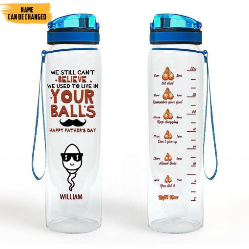 Gearhumans 3D Father's Day We Used To Live In Your Balls Custom Name Water Bottle - Image 2