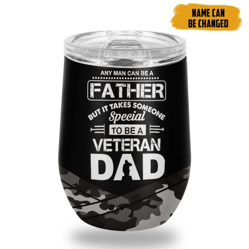Gearhumans 3D Veteran Dad Fathers Day Custom Name Tumbler