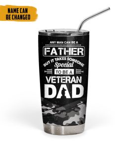 Gearhumans 3D Veteran Dad Fathers Day Custom Name Tumbler