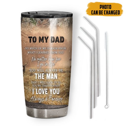 Gearhumans 3D Gift For Father's Day From Son I Love You Always & Forever Custom Photo Tumbler - Image 3