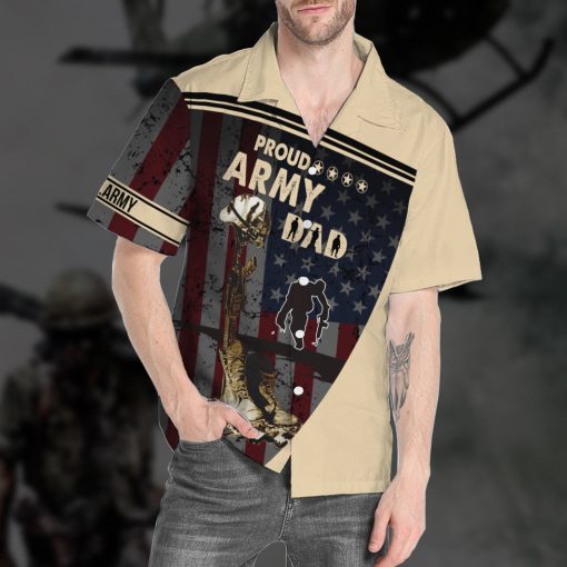 Gearhumans 3D Proud Army Dad Veteran Fathers Day Custom Hawaiian Shirt - Image 5