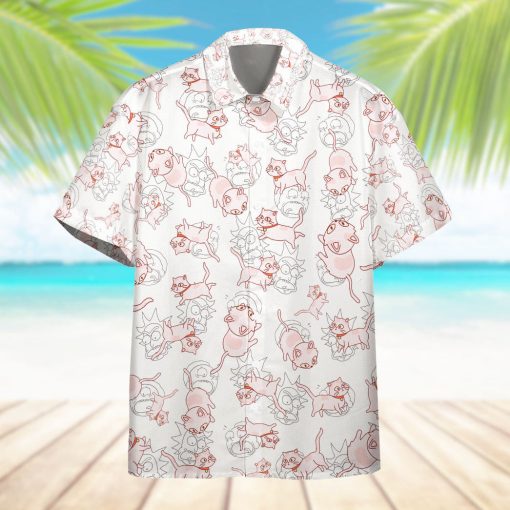 Gearhumans 3D Rick & Morty Cat Custom Hawaiian Shirt