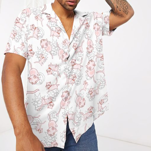 Gearhumans 3D Rick & Morty Cat Custom Hawaiian Shirt