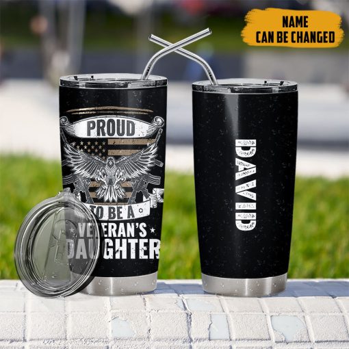 Gearhumans 3D Proud To Be A Veterans Daughter Fathers Day Custom Name Tumbler - Image 8