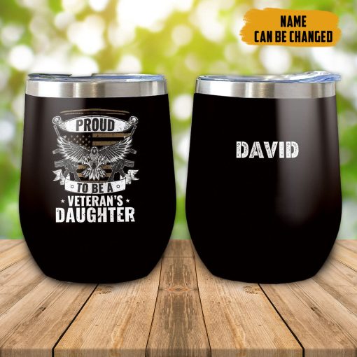 Gearhumans 3D Proud To Be A Veterans Daughter Fathers Day Custom Name Tumbler - Image 9