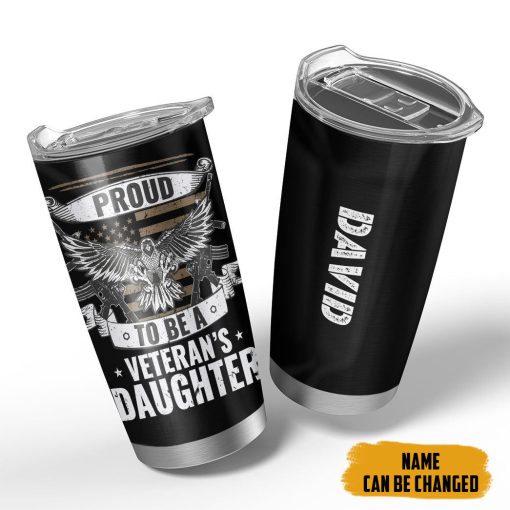 Gearhumans 3D Proud To Be A Veterans Daughter Fathers Day Custom Name Tumbler - Image 4