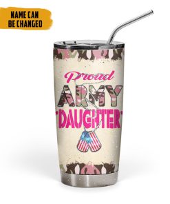Gearhumans 3D Proud Army Daughter Veteran Fathers Day Custom Name Tumbler