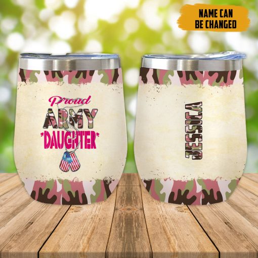 Gearhumans 3D Proud Army Daughter Veteran Fathers Day Custom Name Tumbler - Image 8