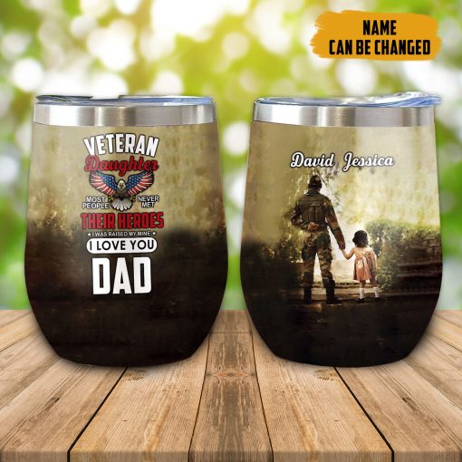 Gearhumans 3D Veterans Daughter Fathers Day Custom Name Tumbler - Image 11