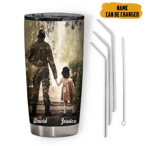 Gearhumans 3D Veterans Daughter Fathers Day Custom Name Tumbler - Image 2