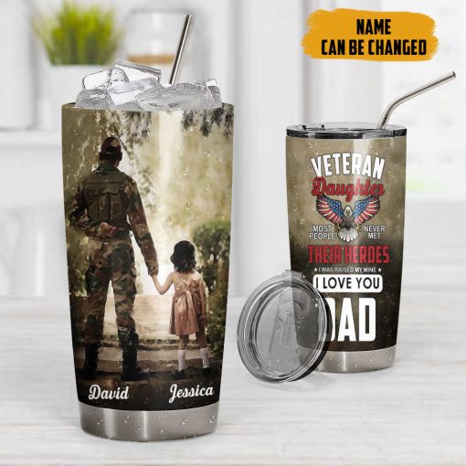 Gearhumans 3D Veterans Daughter Fathers Day Custom Name Tumbler - Image 7