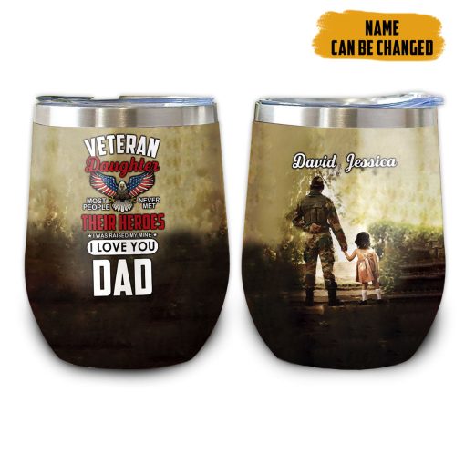 Gearhumans 3D Veterans Daughter Fathers Day Custom Name Tumbler - Image 5