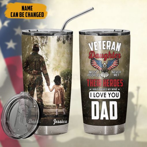 Gearhumans 3D Veterans Daughter Fathers Day Custom Name Tumbler - Image 9