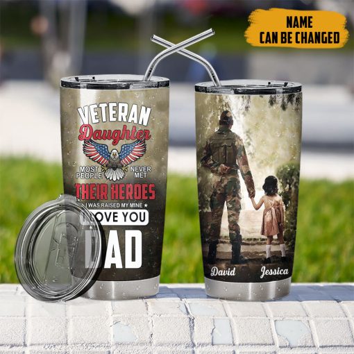 Gearhumans 3D Veterans Daughter Fathers Day Custom Name Tumbler - Image 8