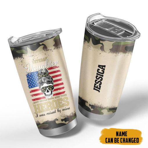 Gearhumans 3D Veteran Daughter Fathers Day Custom Name Tumbler - Image 4