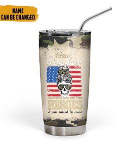 Gearhumans 3D Veteran Daughter Fathers Day Custom Name Tumbler