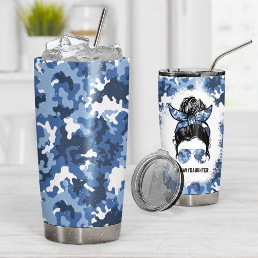 Gearhumans 3D Navy Daughter Fathers Day Custom Tumbler - Image 7
