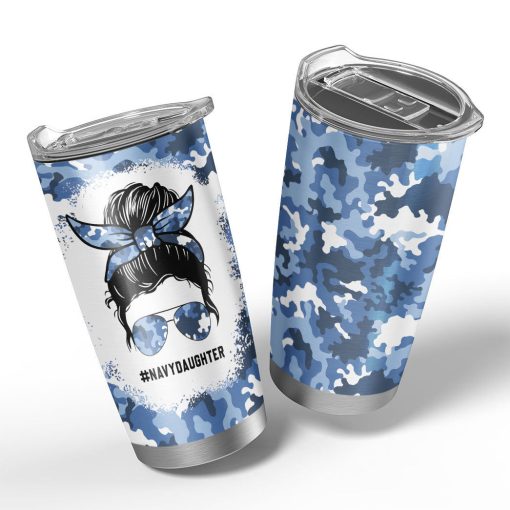 Gearhumans 3D Navy Daughter Fathers Day Custom Tumbler - Image 4