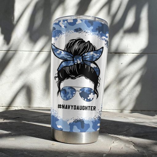 Gearhumans 3D Navy Daughter Fathers Day Custom Tumbler - Image 6