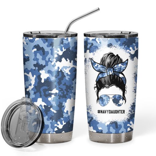 Gearhumans 3D Navy Daughter Fathers Day Custom Tumbler - Image 3