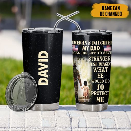Gearhumans 3D Veterans Daughter Fathers Day Custom Name Tumbler - Image 9