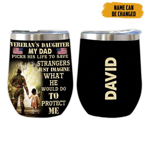 Gearhumans 3D Veterans Daughter Fathers Day Custom Name Tumbler - Image 6