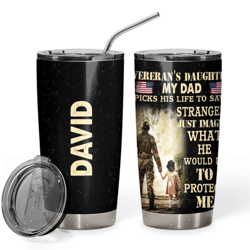 Gearhumans 3D Veterans Daughter Fathers Day Custom Name Tumbler - Image 11