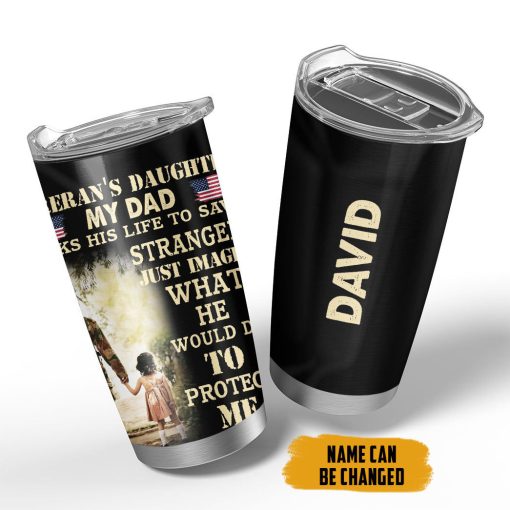 Gearhumans 3D Veterans Daughter Fathers Day Custom Name Tumbler - Image 4