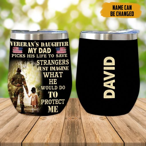 Gearhumans 3D Veterans Daughter Fathers Day Custom Name Tumbler - Image 8