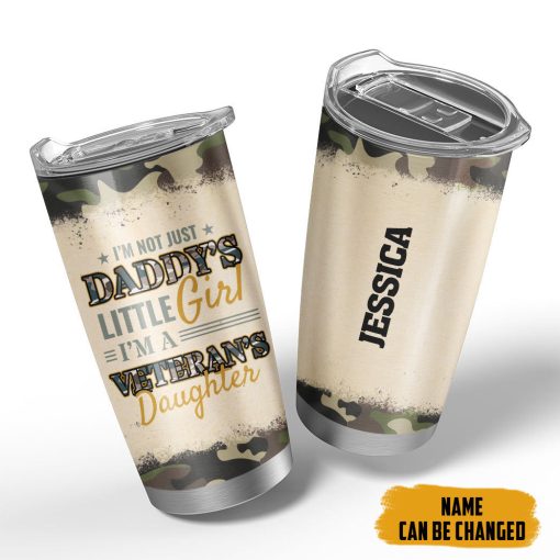 Gearhumans 3D Veterans Daughter Fathers Day Custom Name Tumbler