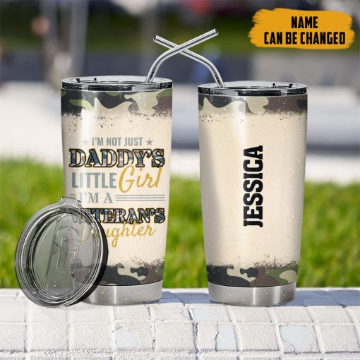 Gearhumans 3D Veterans Daughter Fathers Day Custom Name Tumbler